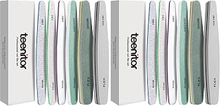 Teenitor Nail File and Buffer Set, 6 Count Nail Files & Nail Buffer Blocks for Natural Nails, Emery Boards for Nails, 100/180 Grit Nail Files for Acrylic and Gel Nails 240 Grit (Pack of 2)