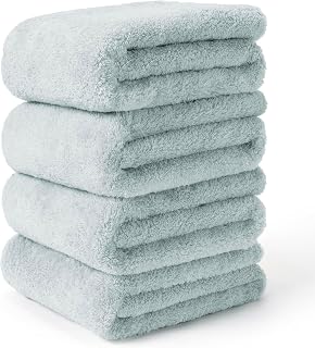 AIFY Resort Towel, Zero Twist Yarn Slim Bath Towels, Set of 4, 100% Cotton