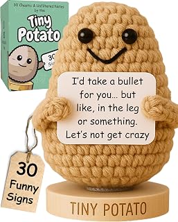 Funny Friendship Gift - Tiny Potato Crochet With 30 Sassy Messages for Women Friends Bestie Sister - Best Friend Birthday Gifts for Women Emotional Support, Small Christmas Stocking Stuffers for Her