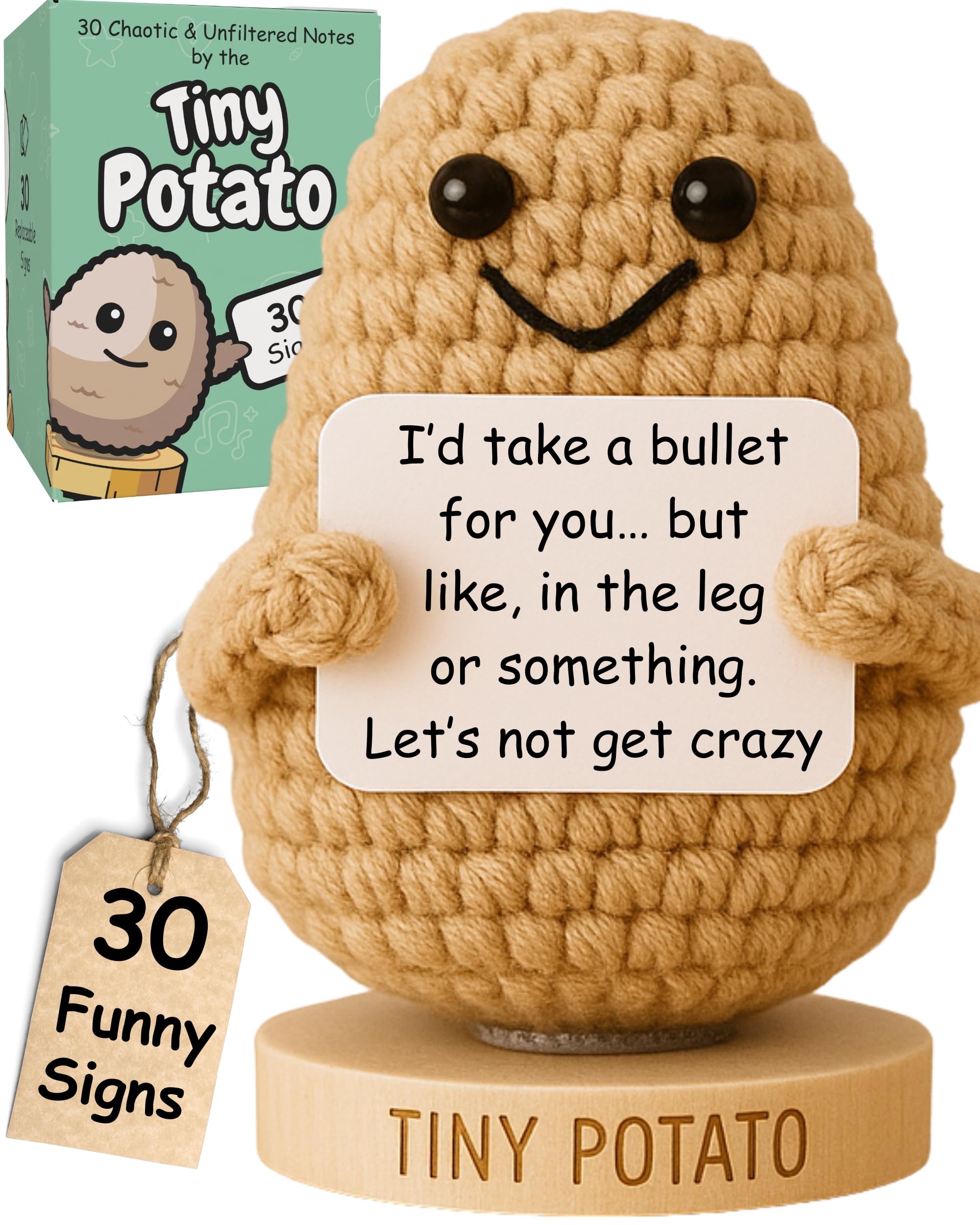 Funny Friendship Gift - Tiny Potato Crochet With 30 Sassy Messages for Women Fri