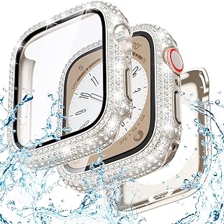 Bling Waterproof Case for Apple Watch Screen Protector 44mm Series 6/5/4/SE