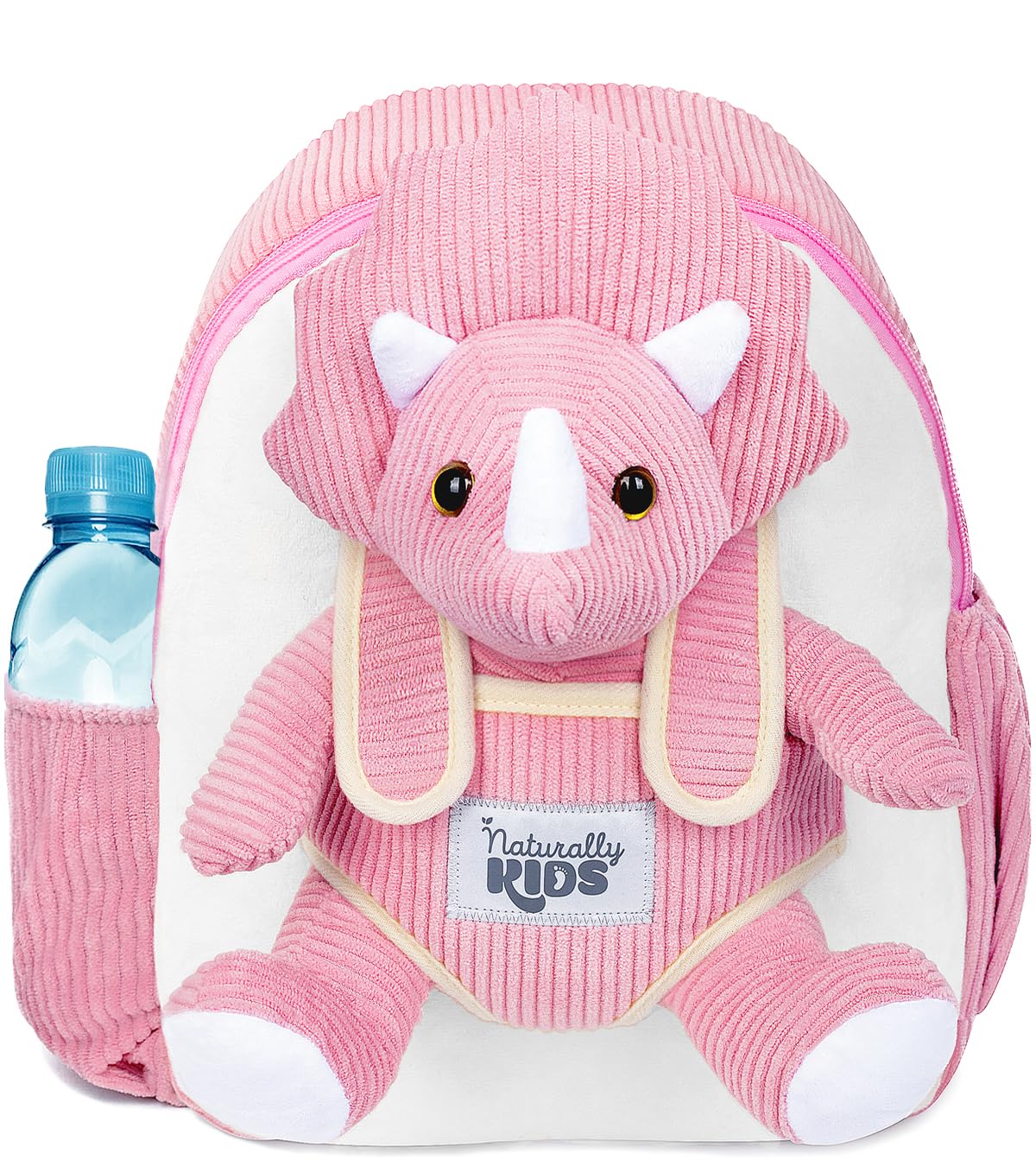 Naturally KIDS Toddler Backpack w. Plush Dinosaur Toy, Kids Gift 2 3 4 5 | 2-in-