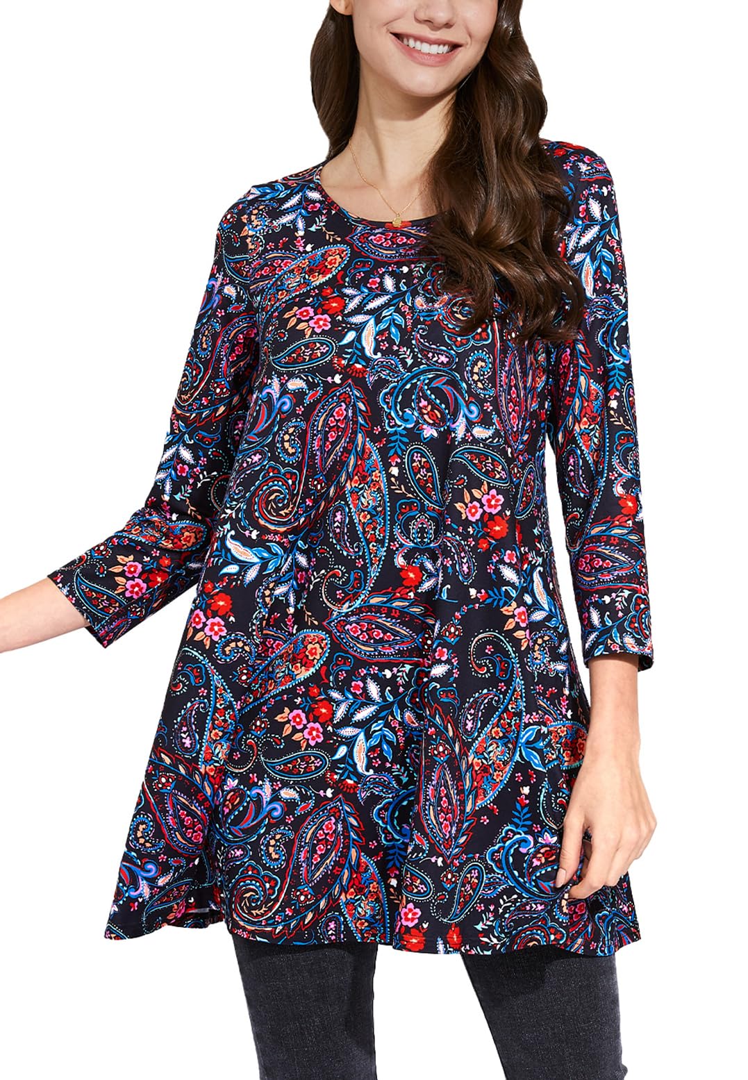 Enmain Women's Tunic Long Plus Size 3/4 Sleeve Chic and Elegant Blouse Top Loose