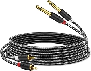 J&D RCA to 1/4" Stereo Audio Interconnect Cable, 3 Feet
