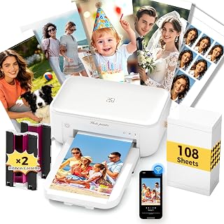HPRT 4X6 Photo Printer for iPhone & Android, with 108 Sheets & 2 Ink Ribbon | Dye Sublimation, 300 DPI, Wi-Fi & Built-In Hotspot, AR Video Printing, Vibrant Color, Water/Fingerprint/Scratch Resistant