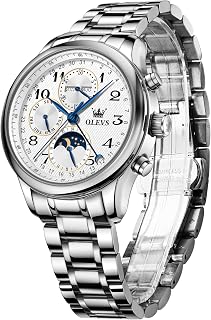 OLEVS Mens Automatic Calendar Moon Phase 3ATM Waterproof Luxury Classic Wrist Watch