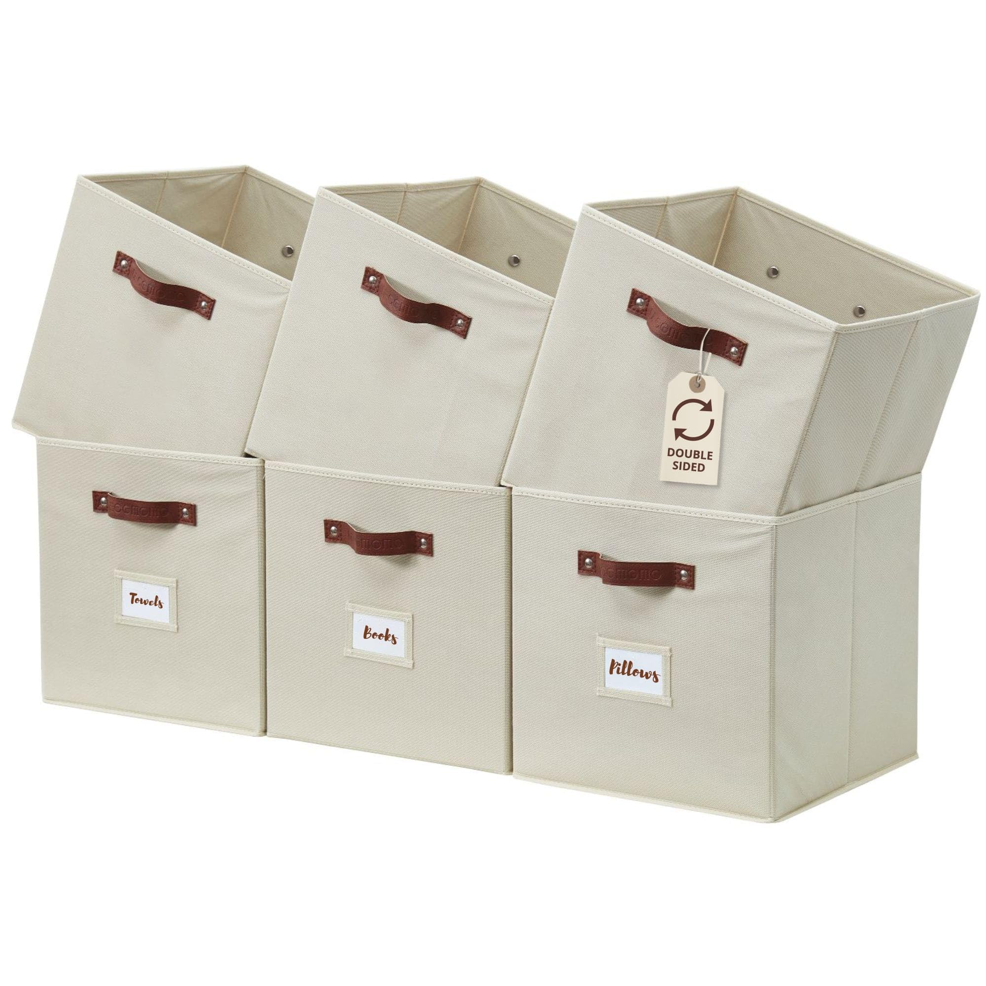 DECOMOMO Storage Bins, Cube Storage Bin with Labels | 10.5" x 11" Fabric Storage