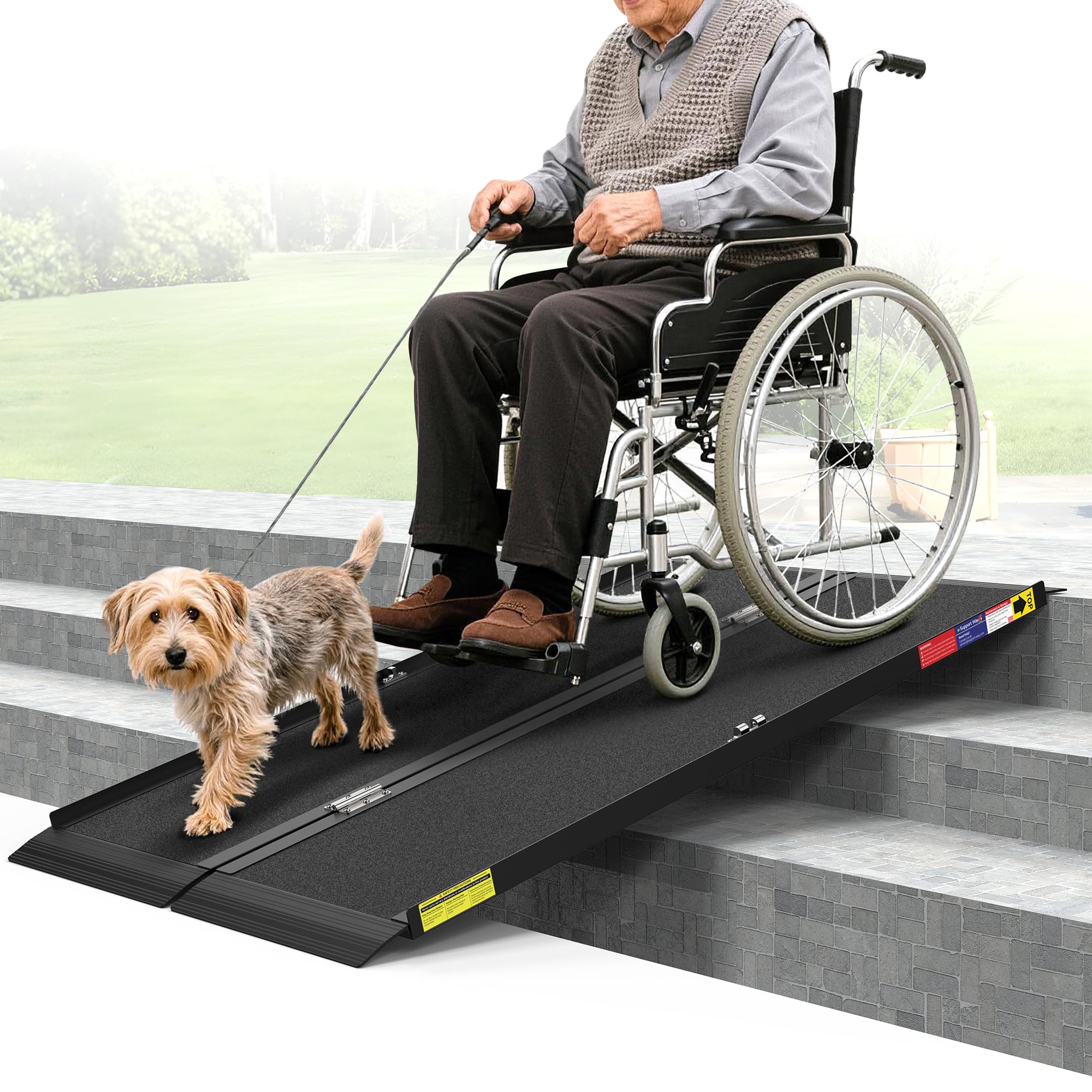Support Way 4FT Portable Wheelchair Ramp for Home Steps & Doorways | non-slip al