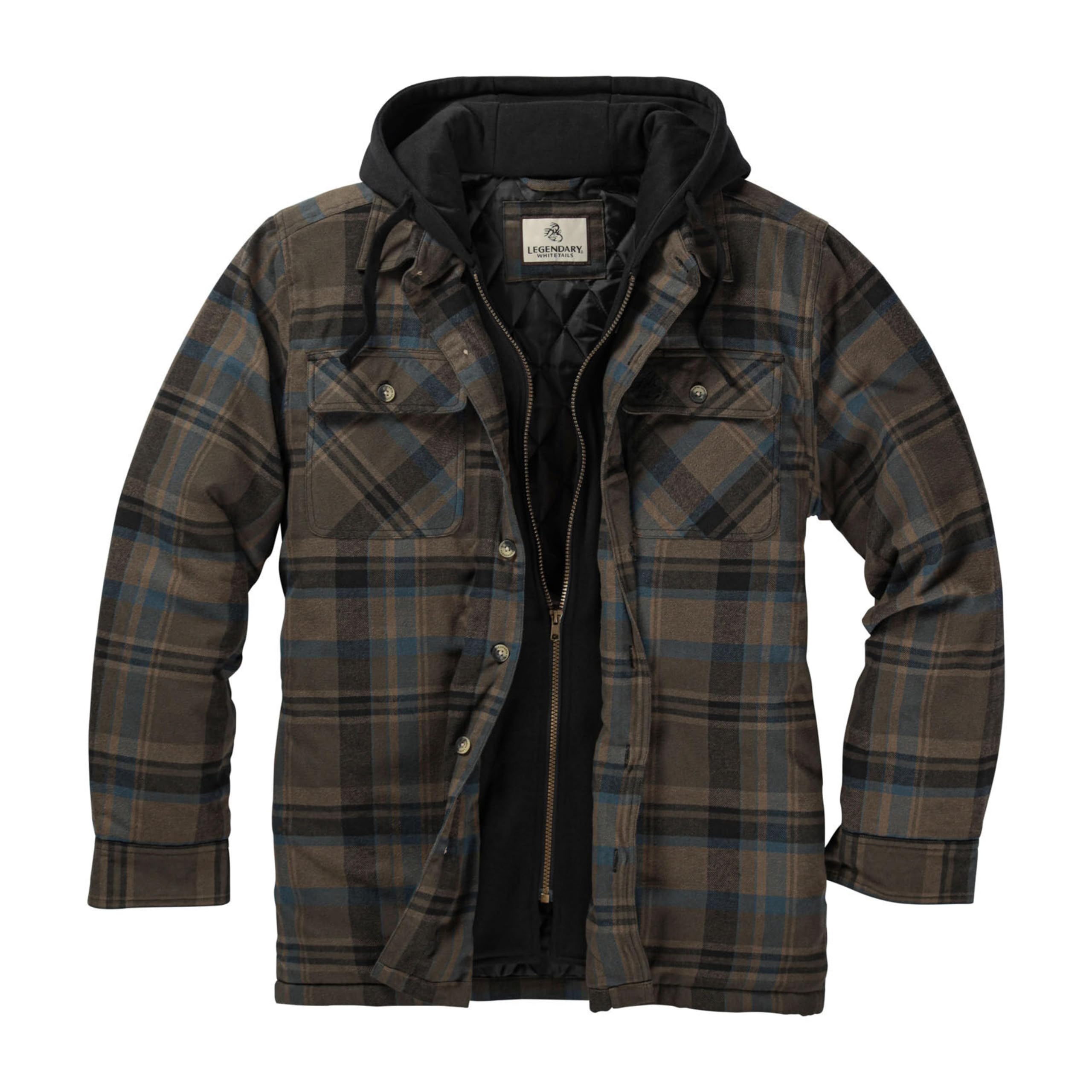 Legendary Whitetails Men's Flannel Shirt Jacket Plaid Hooded Shacket Shirt Jacke
