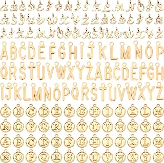 SANNIX Letter Charms, 156Pcs/6 Sets Alphabet ABC Letter Charms 3 Styles | Capital A-Z Charms, DIY Bracelet Necklace Pendants, with 200Pcs Open Jump Rings for Jewelry Making, KC Gold