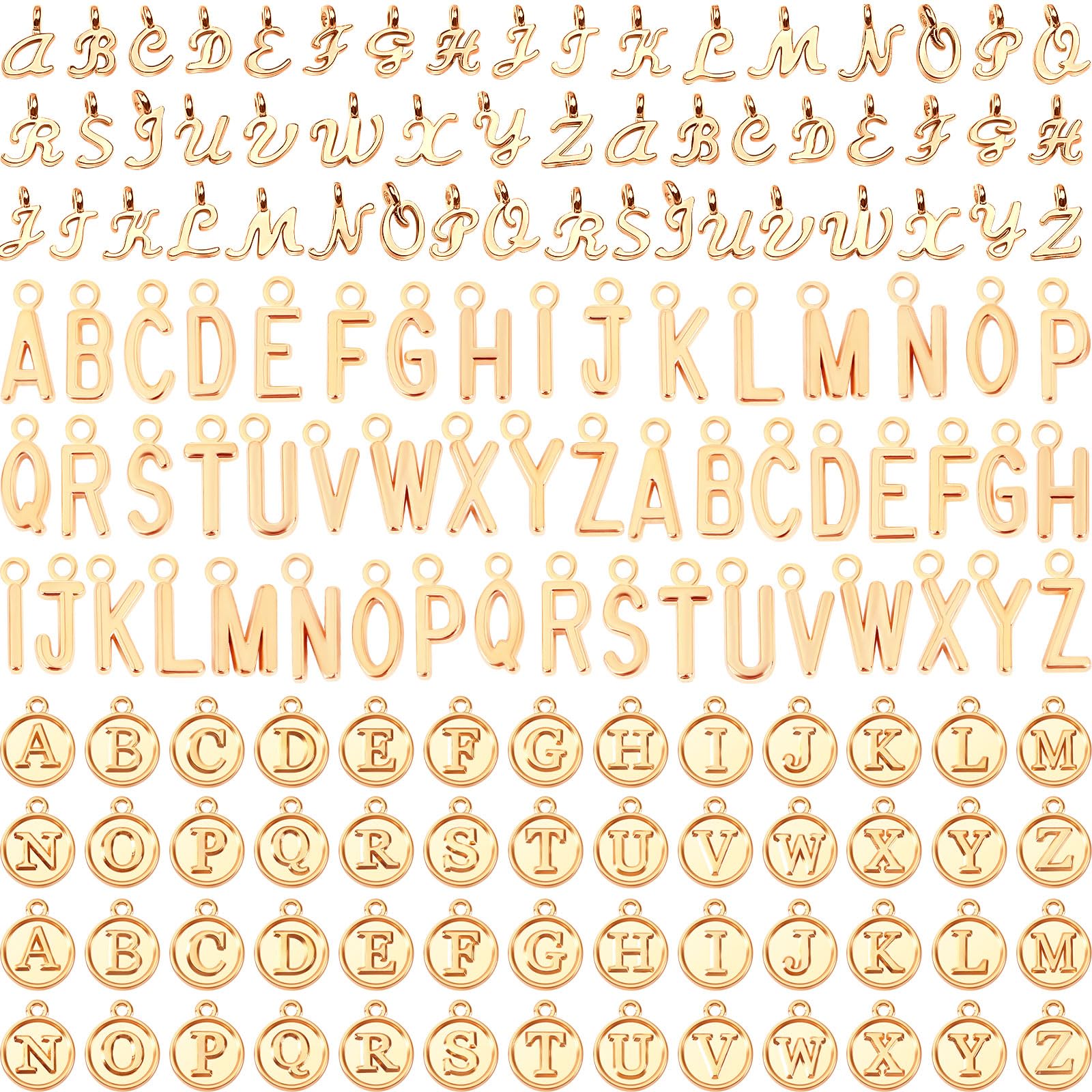 SANNIX Letter Charms, 156Pcs/6 Sets Alphabet ABC Letter Charms 3 Styles | Capita