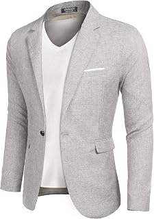 COOFANDY Mens Casual Sport Coats Lightweight One Button Jacket Work Jacket Light Grey 3XL