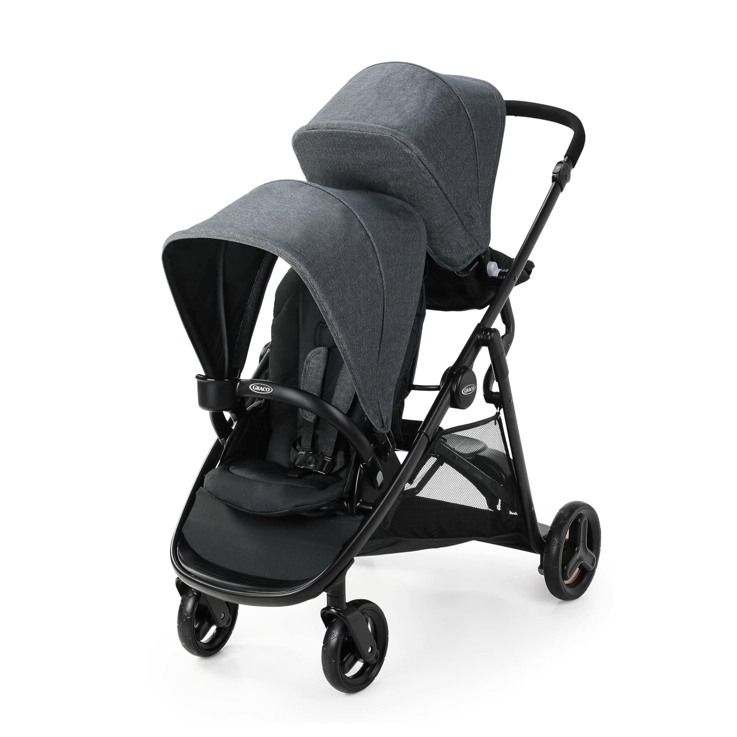 Graco Ready2Grow 2.0 Double Stroller, Rafa | 2 Stroller Seats, Bench Seat & Stan