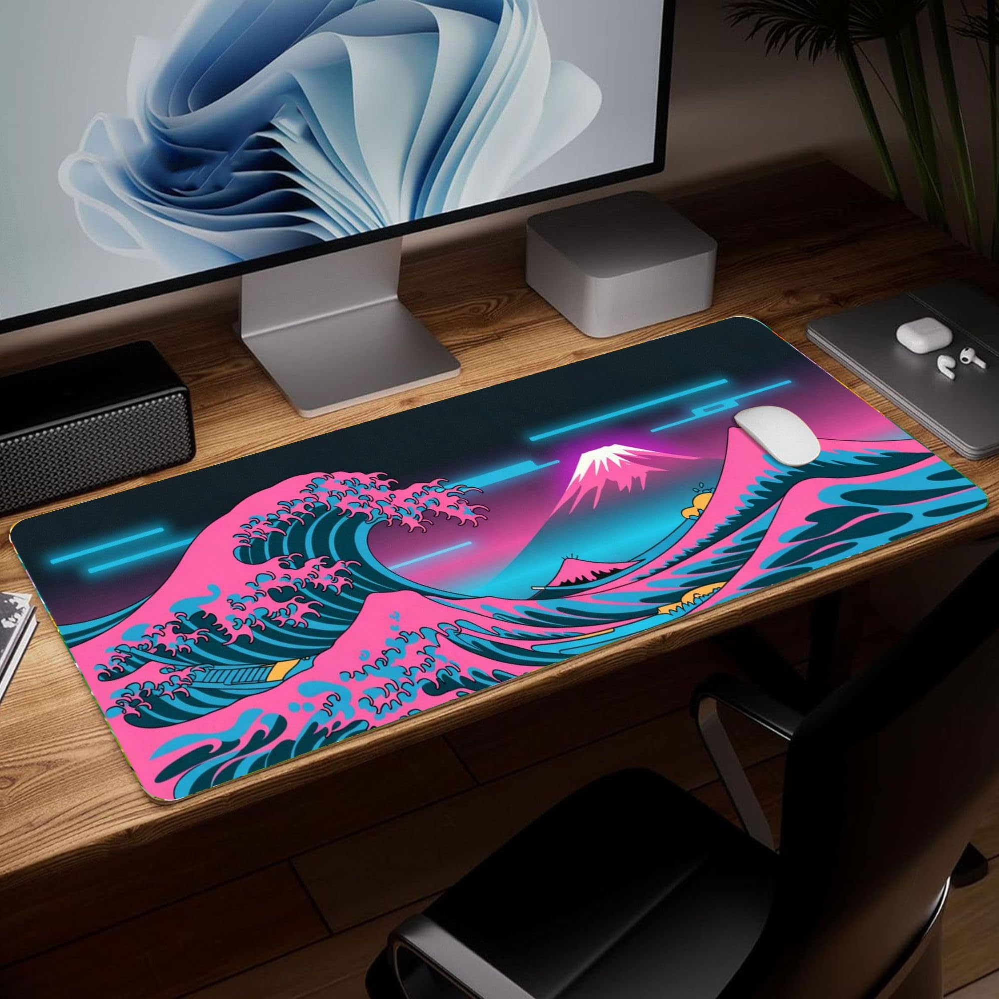 Corrugated Leather Desk Mat, Colorful Art Mouse Pad Large Computer Keyboard Mous