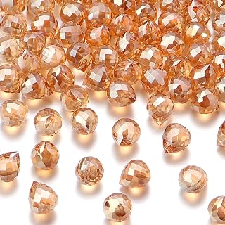 100 Pieces Gold Rod Crystal Teardrop Beads Faceted AB Color Plated Beads Top Perforated Beads Sparkling Prisms Chandeliers Hanging Crafts Earrings