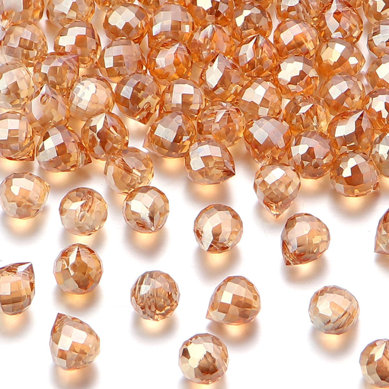 100 Pieces Gold Rod Crystal Teardrop Beads Faceted AB Color Plated Beads Top Per