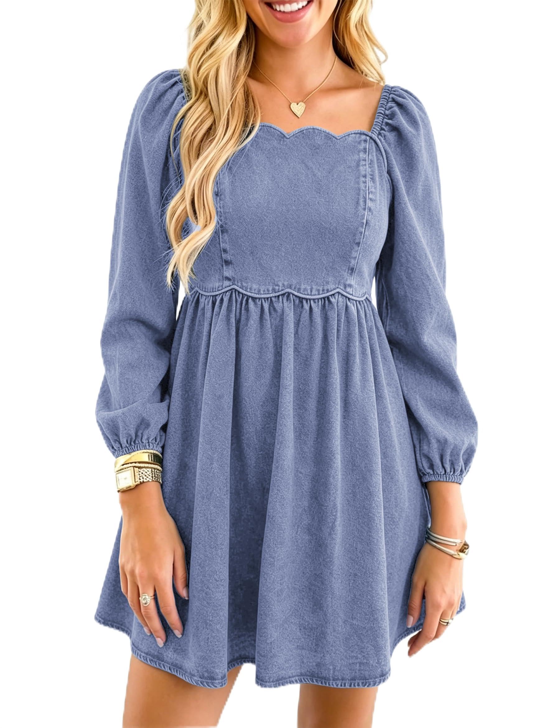 Denim Dress for Women Western Jean Babydoll Country Concert Outfits