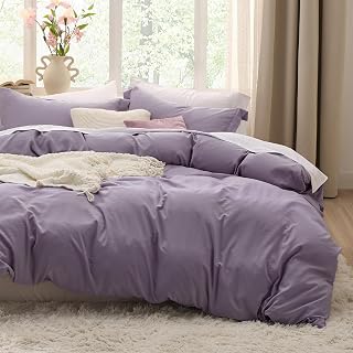 Bedsure Grayish Purple Duvet Cover King - 3Pcs Prewashed Soft Bedding Set