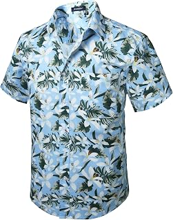 HISDERN Aloha Shirts Hawaiian Funky Short Sleeve Front Pocket Summer Holiday Printed Beach Casual Hawaii Shirt S-2XL