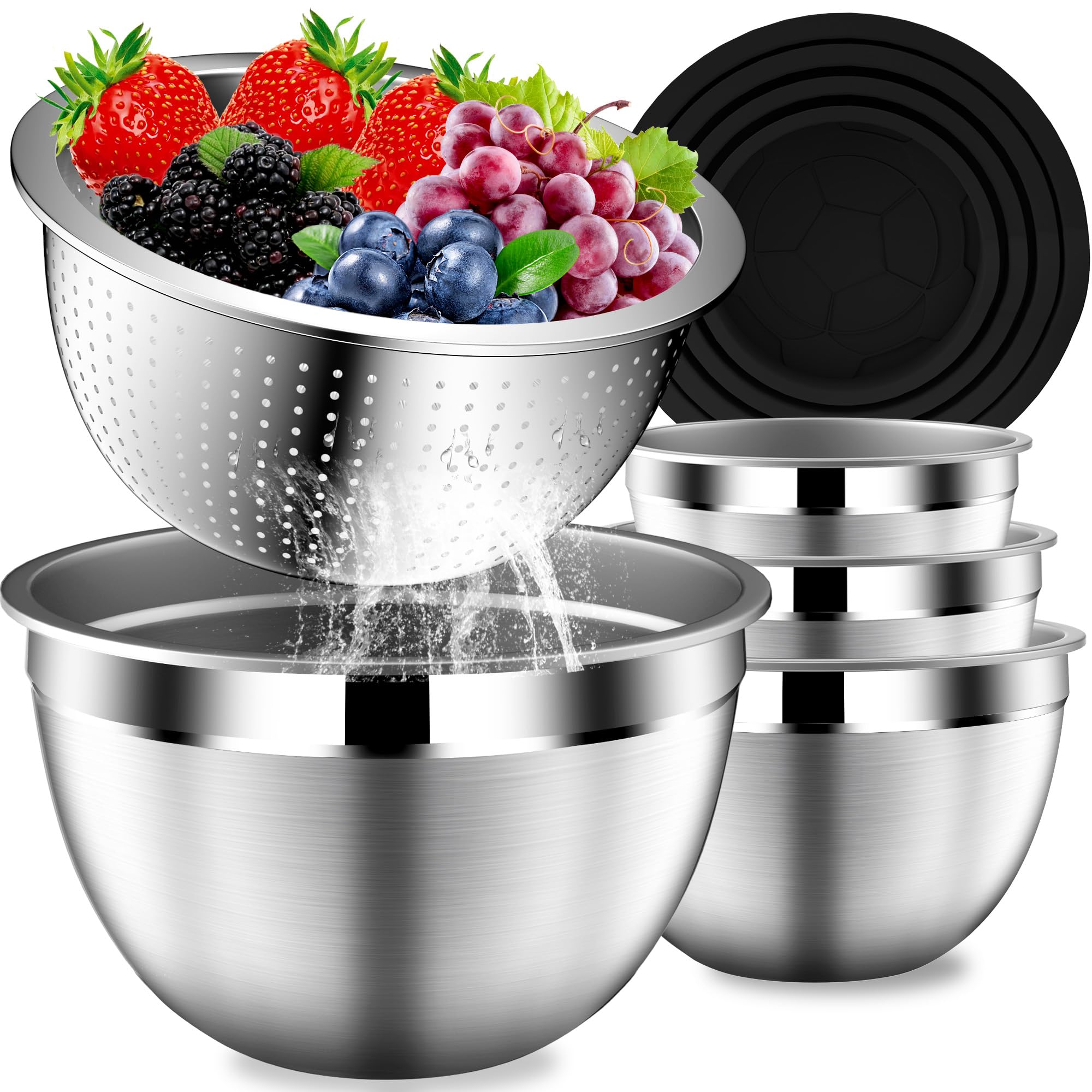 Mixing Bowls with Lids Set, Stainless Steel Mixing Bowl with Colander | Home and