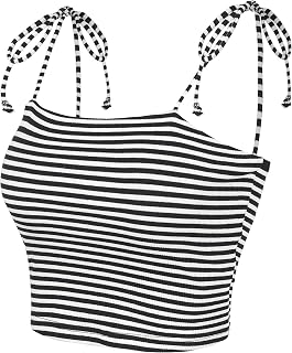 Allegra K Women Rainbow Striped Tie Spaghetti Straps Summer Cami Tops