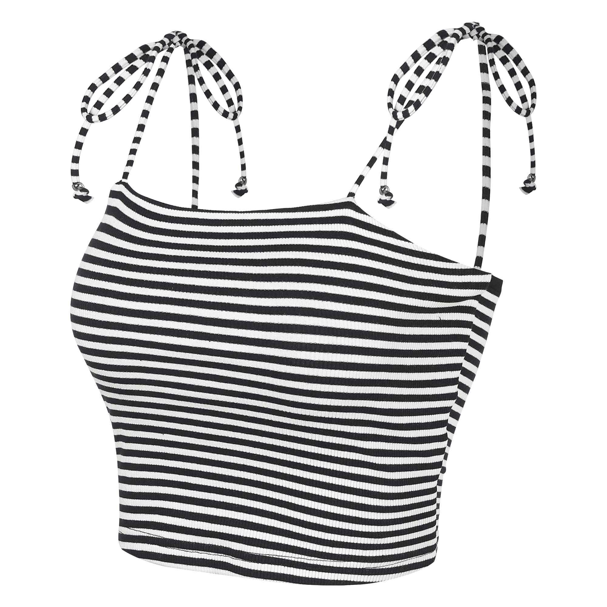 Allegra K Women Rainbow Striped Tie Spaghetti Straps Summer Cami Tops