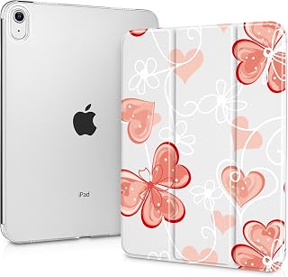 Case for iPad 11 inch A16 2025 Generation 11th / iPad 10.9 inch 10th Generation 2022, Smart Foldable Stand PC Clear Translucent Back Shell Auto Wake/Sleep Slim Cover,Flower Butterfly