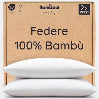 Bambaw Bamboo Pillow Case, 80 x 80 cm, Pack of 2, Anti-Dust Mite and Anti-Allergy Pillowcases, Anti-Acne and Anti-Wrinkle Pillowcases, Cooling Bed Pillow Cases for Summer, Oeko-Tex Certified (White)