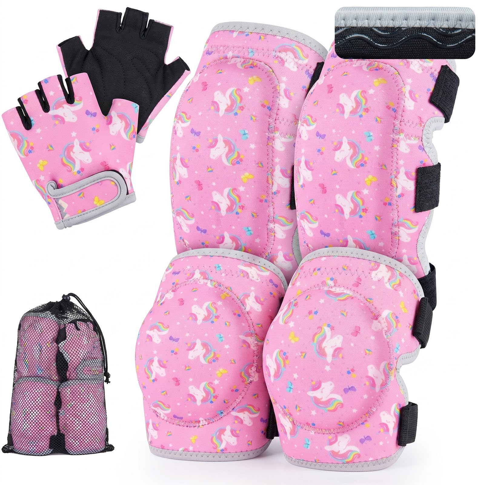 Lemmeko Soft Toddler Knee Pads and Elbow Pads Set with Bike Gloves | Non-Slip To