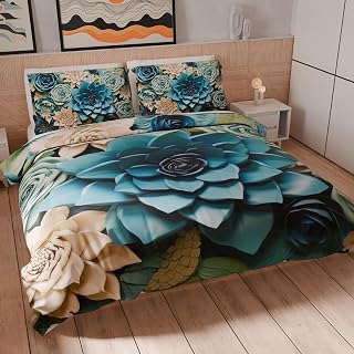 PETTI Artigiani Italiani - Double Duvet Cover Set 240 x 220 cm (2 Pillowcases 63 x 63 cm Included), Microfibre Duvet Cover Set with Digital Floral Print 05 15 - Made in Italy