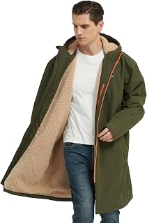 NORDIC OUTLAND Winter Coat Waterproof Sherpa Lined Hooded Robe Windproof 4 Pockets