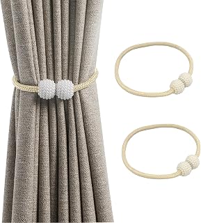 2 Pack 19 Inch Magnetic Curtain Tiebacks Decorative Rope Tiebacks for Home Office No Drilling (Cream, F)