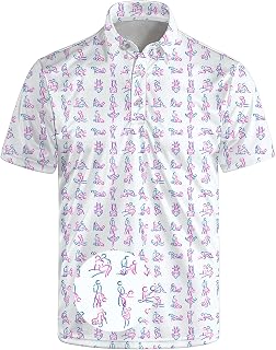 Golf Polo Shirts for Men Funny Print Short Sleeve Golf Shirts Performance Golf Polos