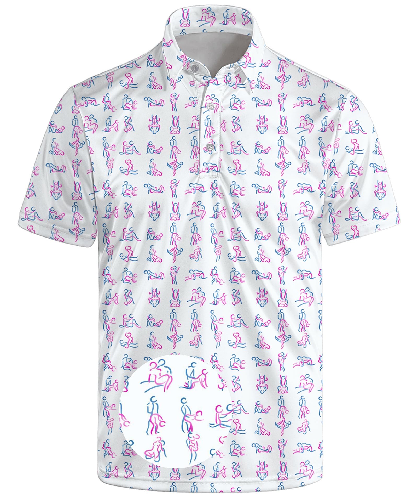 Golf Polo Shirts for Men Funny Print Short Sleeve Golf Shirts Performance Golf P