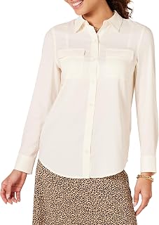 Amazon Essentials Women's Relaxed Fit Long Sleeve Pocket Georgette Textile Shirt