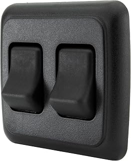 American Technology Components Double SPST On-Off Switch with Bezel, 12-Volt, for RV, Trailer, Camper (Black)