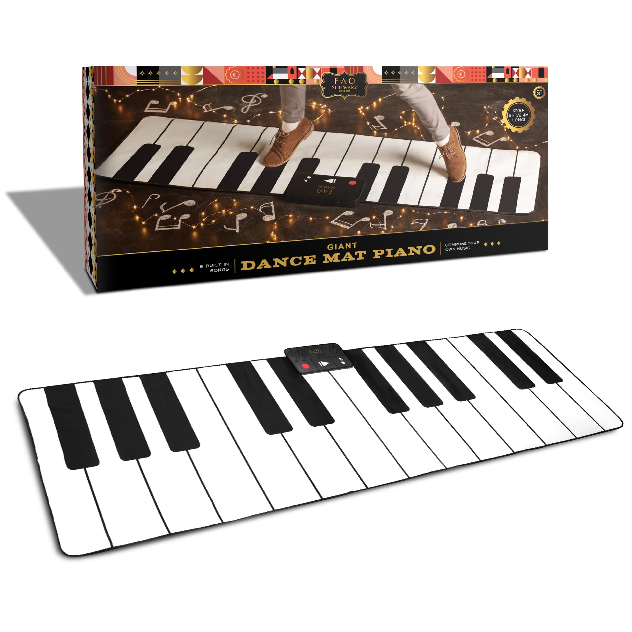 FAO Schwarz Giant Dance Mat Piano, 101" x 29" Floor Keyboard, Kids Toy | 24-Key 