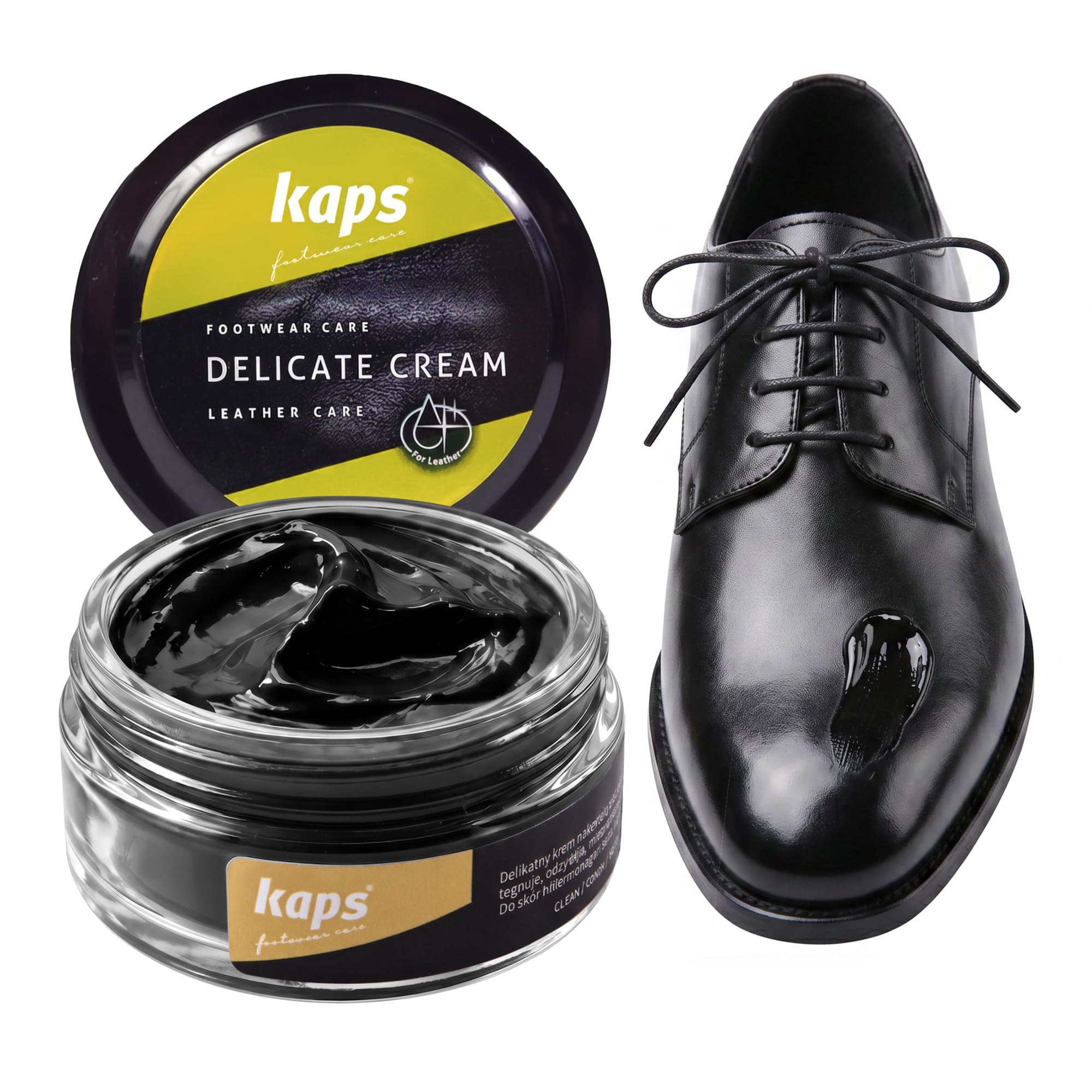 Leather Shoe Cream Polish & Conditioner, Kaps 50ml | Refreshes Appearance and Co
