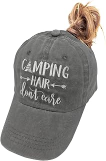 HHNLB Gorra de béisbol unisex de algodón para papá con diseño vintage de Don t Care 1, Cola de caballo bordada gris, Talla única