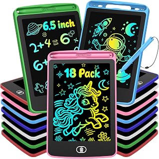 Party Bag Fillers For Kids Girls Boys Party Favours Pass The Parcel Prizes | 18-Pack 6.5 Inch Lcd Drawing Tablet for Kid Drawing Pad for Kids Toys for Boys Girls 3-8 Goodie Birthday Gifts