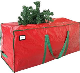 Cosy Family 7.5 ft Christmas Tree Storage Bag - Durable Heavy Duty Extra Large Artificial Xmas Holiday Tree Bag with Reinforced Handles and Dual Zippers Wide Opening - Red