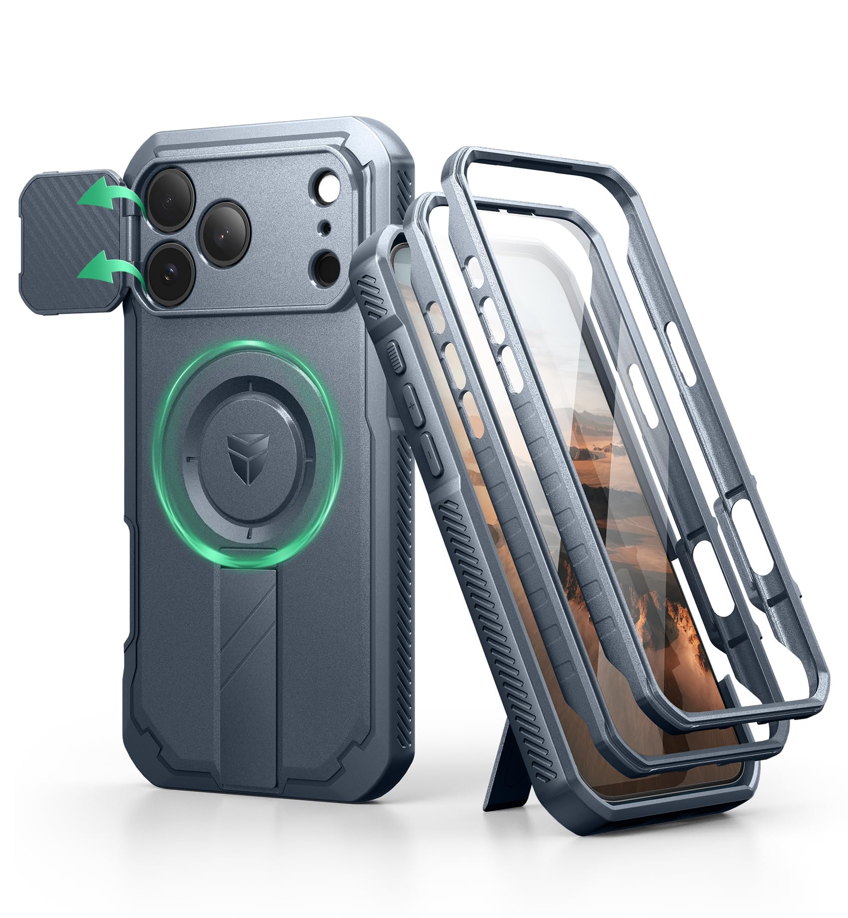 Dexnor for iPhone 17 Pro Max Case Built-in Flip Camera Cover, Navy Blue