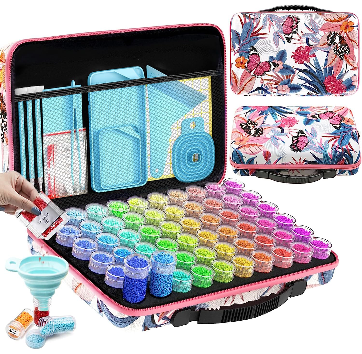 ARTDOT 60 Slots Diamond Painting Storage Containers Kits for Adults, Portable Pe