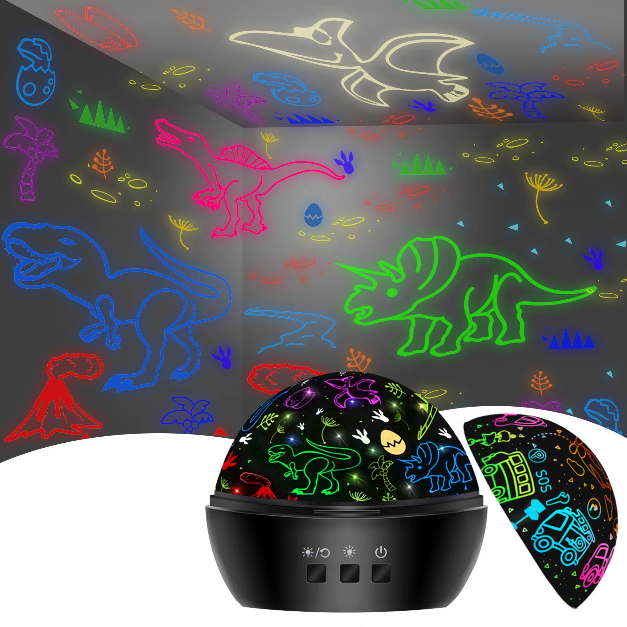 Dinosaur Night Light Toys for 3-8 Year Old Boys,2 in 1 Dino Projection for 2-10 