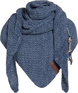 Knit Factory - Coco Knitted Shawl - Triangle Scarf - Women's Scarf - 190x85cm - Including decorative brooch