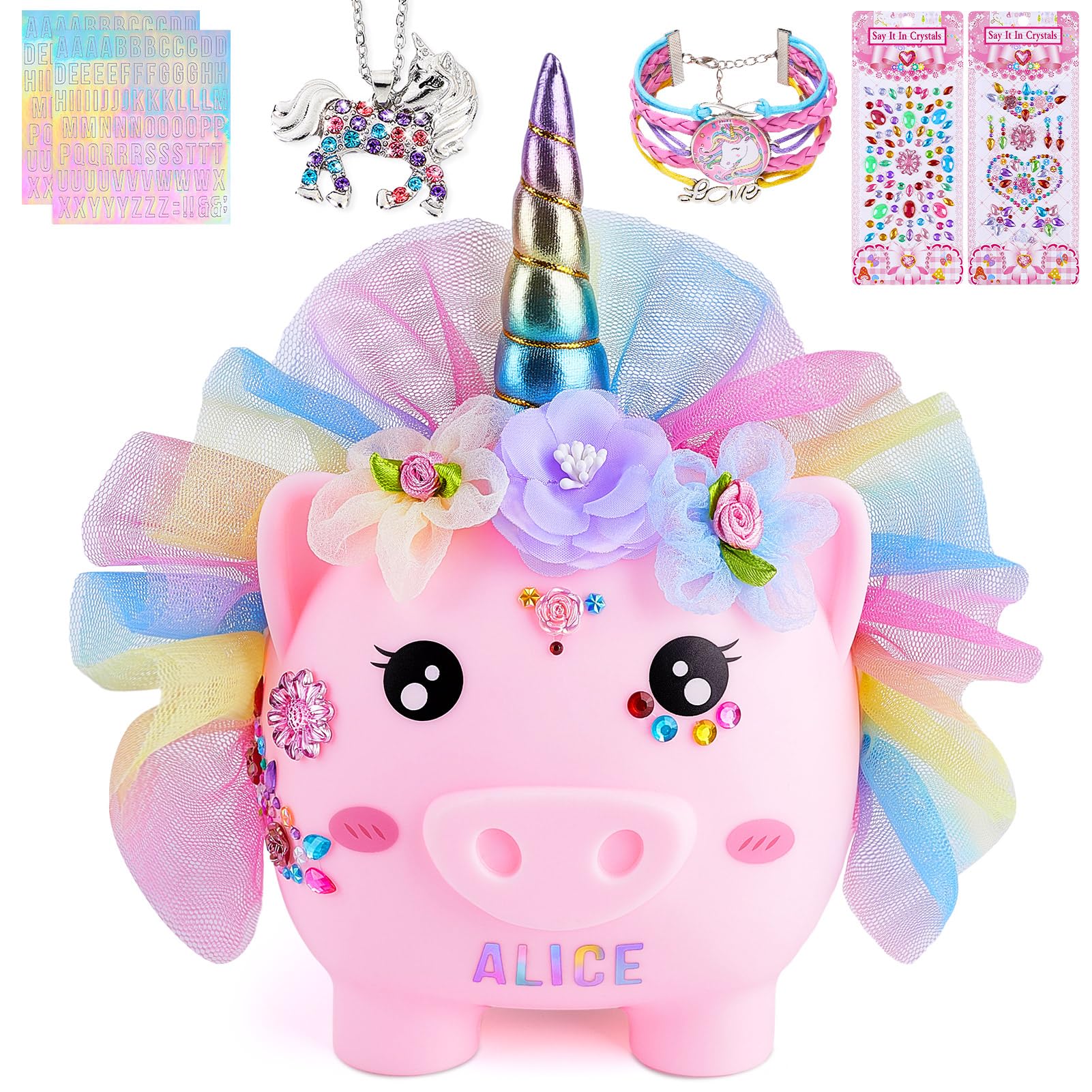 Play Tailor Piggy Bank for Girls Unicorn Coin Bank Christmas Birthday Gifts | Ne