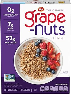 Grape-Nuts Original Cold Breakfast Cereal, 20.5 oz Box | Crunchy Pieces With Whole Grain Wheat & Barley, Excellent Source Of Fiber, Iron & Folate, NON-GMO Project Verified