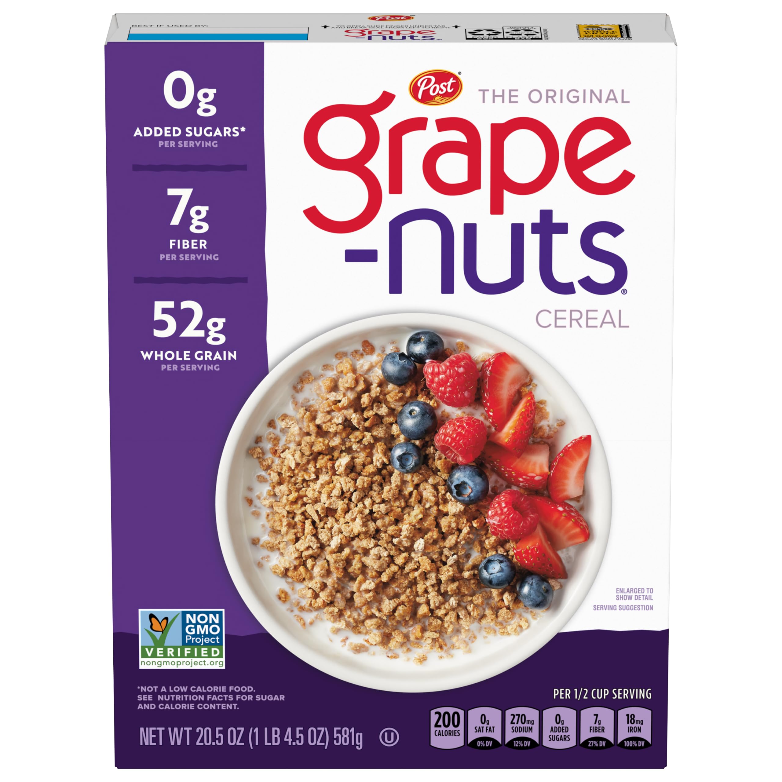 Grape-Nuts Original Cold Breakfast Cereal, 20.5 oz Box | Crunchy Pieces With Who