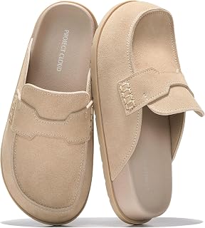 Project Cloud Women Genuine Suede Clogs with Memory Foam Arch Support Non-Slip Sole Clogs Clogs for Women Footwear Winter Platform Shoes (Foamy)