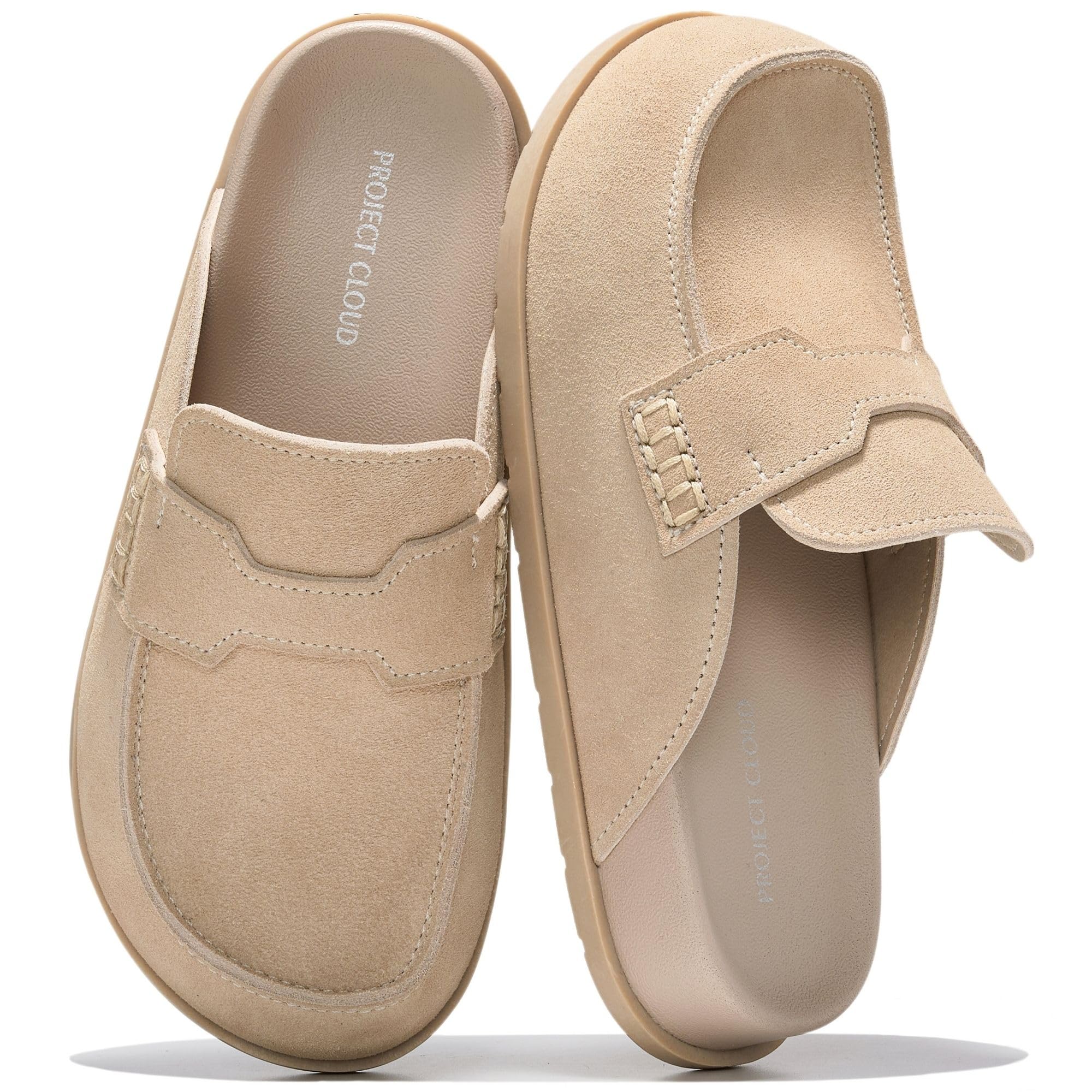 Project Cloud Women Genuine Suede Clogs with Memory Foam Arch Support Non-Slip S